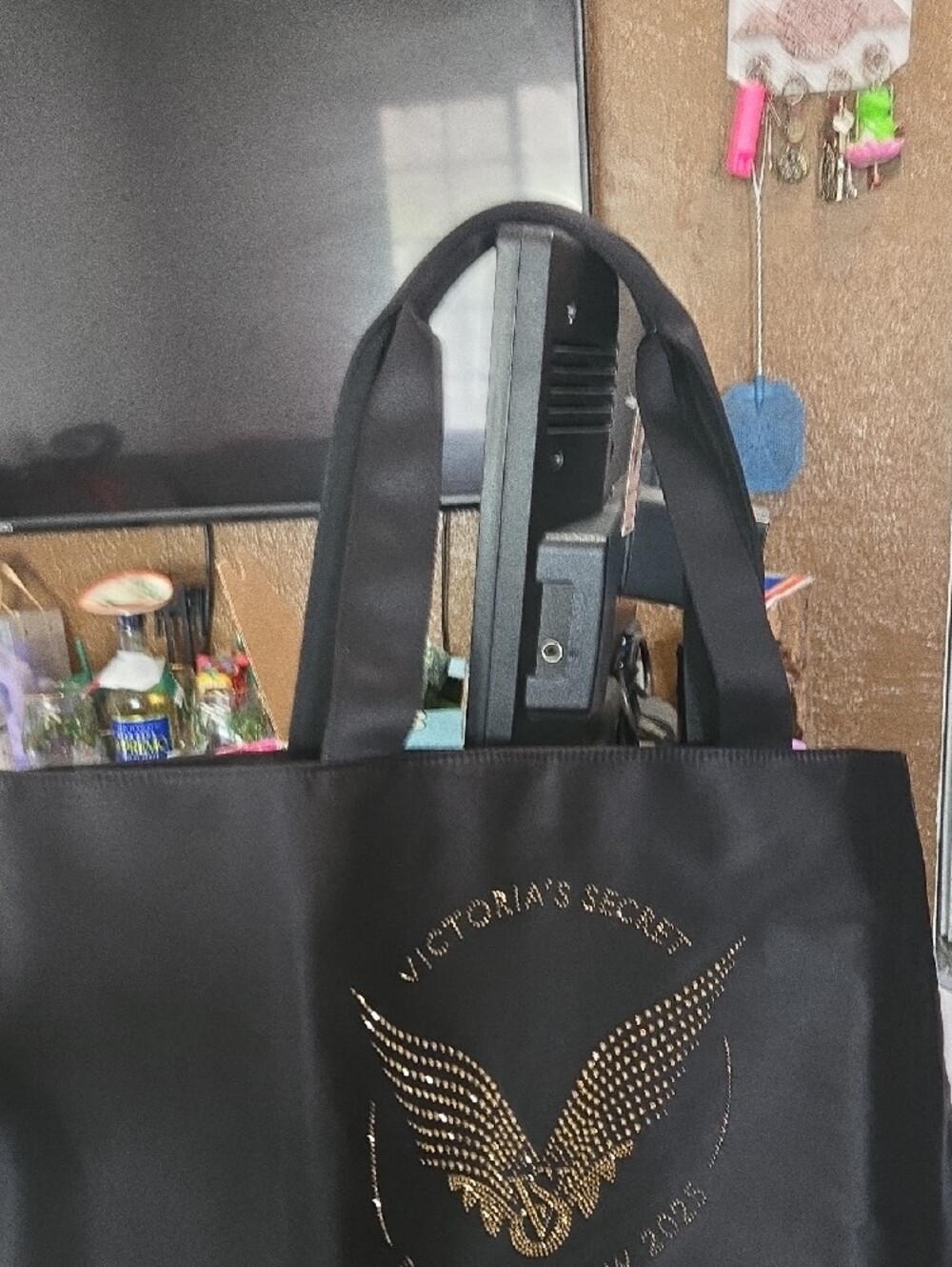 Victoria's Secret Black Tote with Gold Wing Stud Design - Picture 4 of 10